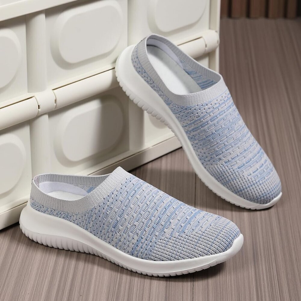Women Slip On Sneakers Lightweight Breathable Knit Flat Shoes for Walking - Picture 6 of 9